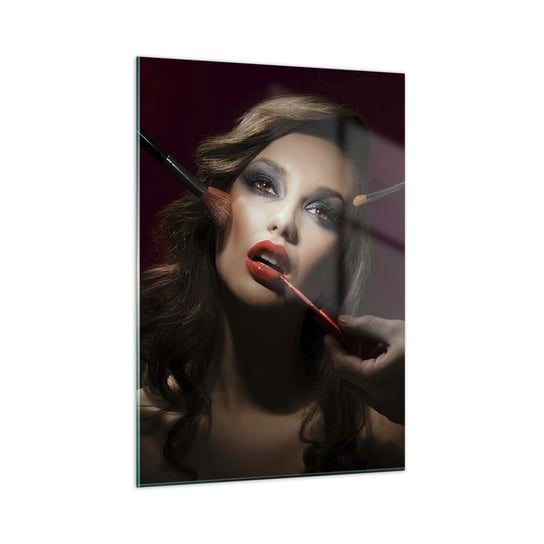 Obraz na szkle - Piękna rozmarzona - 50x70cm - Kobieta Makijaż Aktorka - Nowoczesny szklany obraz do salonu do sypialni ARTTOR ARTTOR