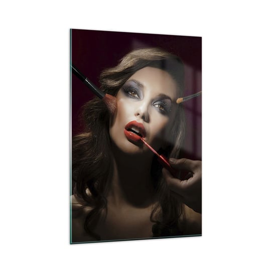 Obraz na szkle - Piękna rozmarzona - 80x120cm - Kobieta Makijaż Aktorka - Nowoczesny szklany obraz na ścianę do salonu do sypialni ARTTOR ARTTOR
