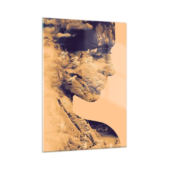 Obraz na szkle - Piękna z natury - 50x70cm - Abstrakcja Sztuka Twarz Kobiety - Nowoczesny szklany obraz do salonu do sypialni ARTTOR ARTTOR