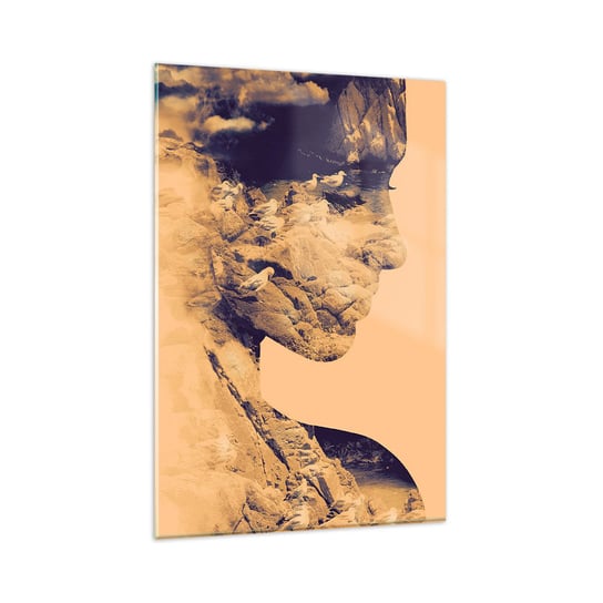 Obraz na szkle - Piękna z natury - 80x120cm - Abstrakcja Sztuka Twarz Kobiety - Nowoczesny szklany obraz na ścianę do salonu do sypialni ARTTOR ARTTOR