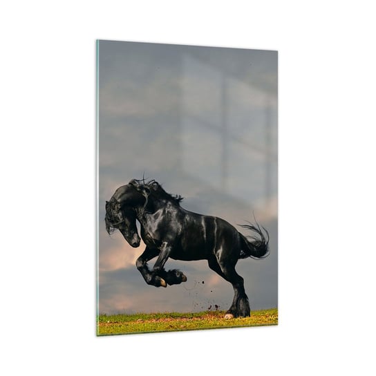 Obraz na szkle - Piękny i wolny - 80x120cm - Zwierzęta Koń Krajobraz - Nowoczesny szklany obraz na ścianę do salonu do sypialni ARTTOR ARTTOR