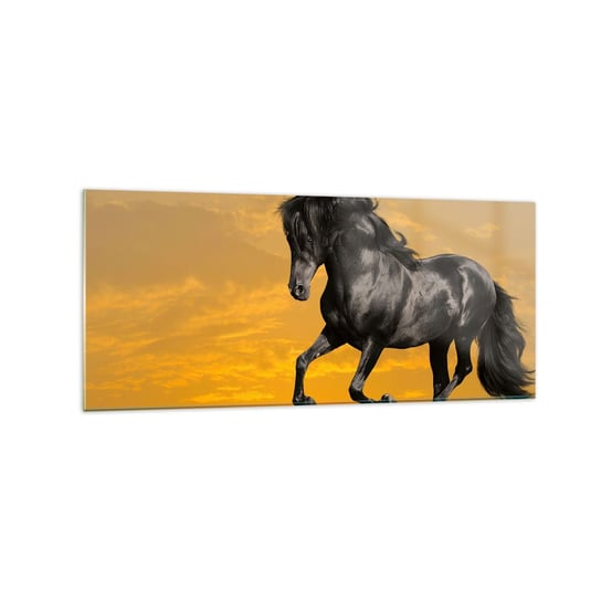Obraz na szkle - Piękny, wolny i dziki - 120x50cm - Zwierzęta Koń Krajobraz - Nowoczesny szklany obraz na ścianę do salonu do sypialni ARTTOR ARTTOR