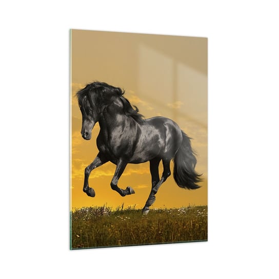 Obraz na szkle - Piękny, wolny i dziki - 50x70cm - Zwierzęta Koń Krajobraz - Nowoczesny szklany obraz do salonu do sypialni ARTTOR ARTTOR