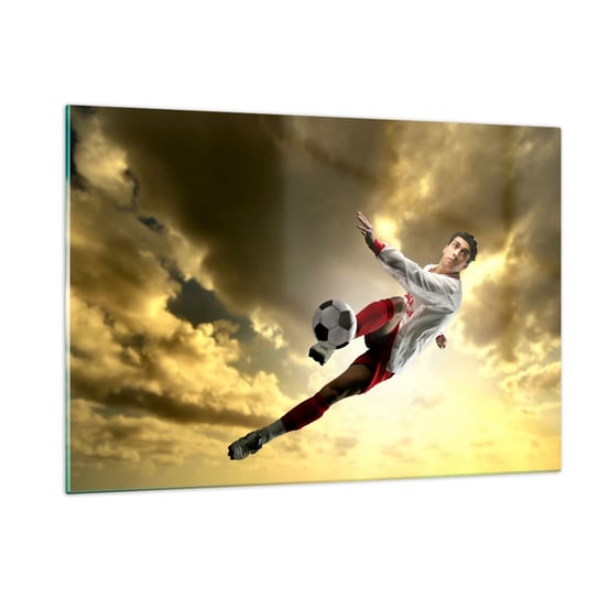 Obraz na szkle - Piłkarskie niebo - 120x80cm - Sport Piłkarz Piłka Nożna - Nowoczesny szklany obraz na ścianę do salonu do sypialni ARTTOR ARTTOR