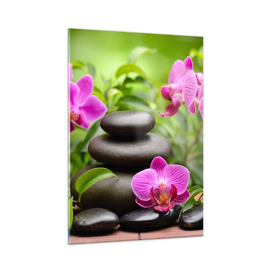 Obraz na szkle - Piramida spokoju - 50x70cm - Kwiaty Orchidea Storczyk - Nowoczesny szklany obraz do salonu do sypialni ARTTOR ARTTOR