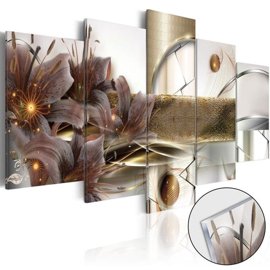 Obraz na szkle plexi: Brązowe kwiaty i kółeczka, 5 elementów, 100x50 cm zakup.se