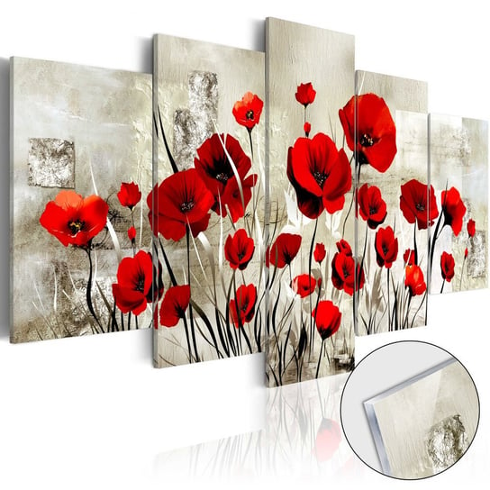 Obraz na szkle plexi: Czerwono-szare maki, 5 elementów, 100x50 cm zakup.se