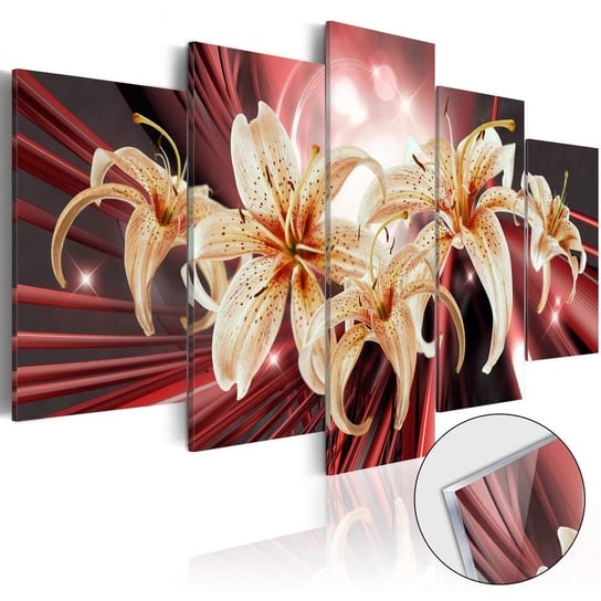 Obraz na szkle plexi: Kwiaty na czerwonym tle, 5 elementów, 100x50 cm zakup.se