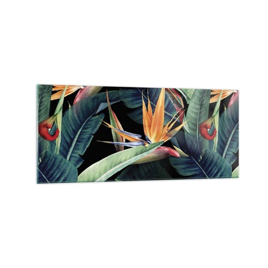 Obraz na szkle - Płomienne kwiaty tropików - 120x50cm - Strelicja Królewska Kwiat Afryka - Nowoczesny szklany obraz na ścianę do salonu do sypialni ARTTOR ARTTOR