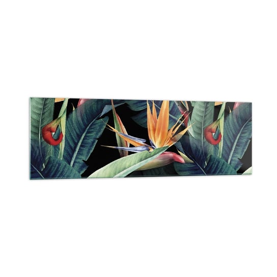 Obraz na szkle - Płomienne kwiaty tropików - 160x50cm - Strelicja Królewska Kwiat Afryka - Nowoczesny foto szklany obraz do salonu do sypialni ARTTOR ARTTOR