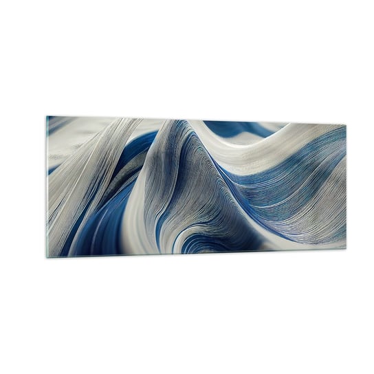 Obraz na szkle - Płynność błękitu i bieli - 100x40cm - Farba Fala 3D - Nowoczesny foto szklany obraz do salonu do sypialni ARTTOR ARTTOR