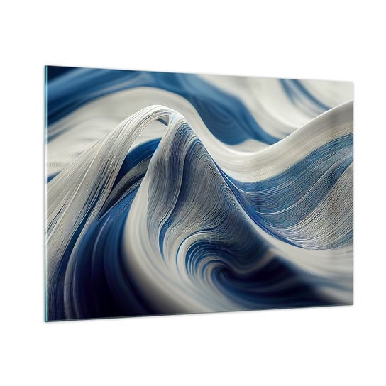 Obraz na szkle - Płynność błękitu i bieli - 100x70cm - Farba Fala 3D - Nowoczesny foto szklany obraz do salonu do sypialni ARTTOR ARTTOR