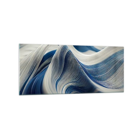 Obraz na szkle - Płynność błękitu i bieli - 120x50cm - Farba Fala 3D - Nowoczesny szklany obraz na ścianę do salonu do sypialni ARTTOR ARTTOR