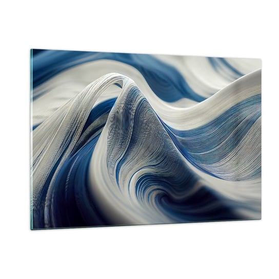 Obraz na szkle - Płynność błękitu i bieli - 120x80cm - Farba Fala 3D - Nowoczesny szklany obraz na ścianę do salonu do sypialni ARTTOR ARTTOR