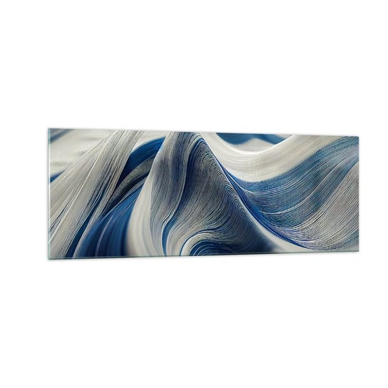 Obraz na szkle - Płynność błękitu i bieli - 140x50cm - Farba Fala 3D - Nowoczesny szklany obraz do salonu do sypialni ARTTOR ARTTOR