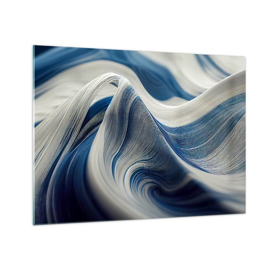 Obraz na szkle - Płynność błękitu i bieli - 70x50cm - Farba Fala 3D - Nowoczesny szklany obraz do salonu do sypialni ARTTOR ARTTOR
