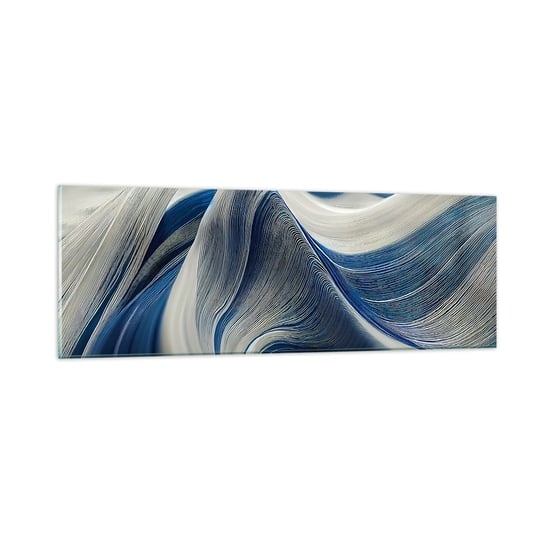 Obraz na szkle - Płynność błękitu i bieli - 90x30cm - Farba Fala 3D - Nowoczesny szklany obraz do salonu do sypialni ARTTOR ARTTOR