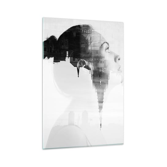 Obraz na szkle - Po dwóch stronach szyby - 80x120cm - Abstrakcja Twarz Kobiety Architektura - Nowoczesny szklany obraz na ścianę do salonu do sypialni ARTTOR ARTTOR