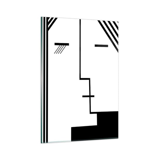 Obraz na szkle - Po prostu pocałunek - 80x120cm - Sztuka Współczesna Czarno-Biały Twarz - Nowoczesny szklany obraz na ścianę do salonu do sypialni ARTTOR ARTTOR
