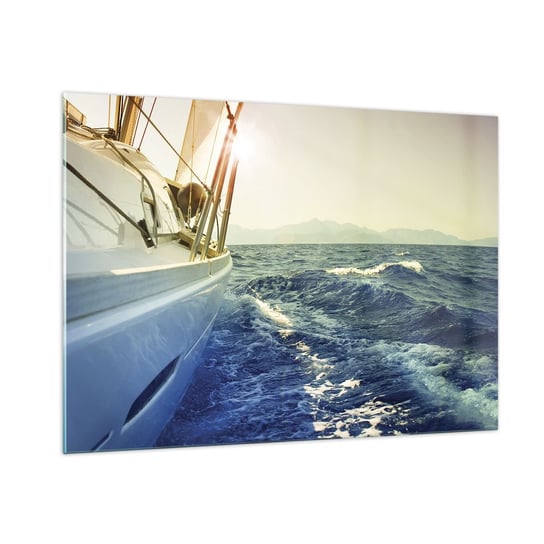 Obraz na szkle - Po przygodę - 100x70cm - Jacht Żaglówka Morze - Nowoczesny foto szklany obraz do salonu do sypialni ARTTOR ARTTOR