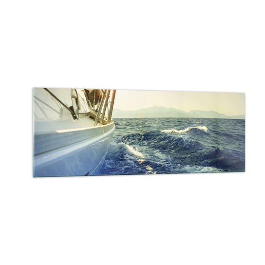 Obraz na szkle - Po przygodę - 140x50cm - Jacht Żaglówka Morze - Nowoczesny szklany obraz do salonu do sypialni ARTTOR ARTTOR
