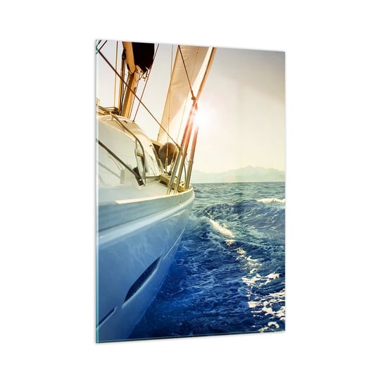 Obraz na szkle - Po przygodę - 50x70cm - Jacht Żaglówka Morze - Nowoczesny szklany obraz do salonu do sypialni ARTTOR ARTTOR