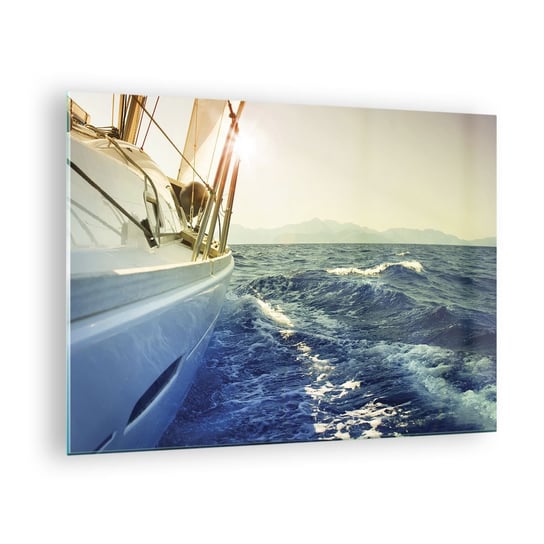 Obraz na szkle - Po przygodę - 70x50cm - Jacht Żaglówka Morze - Nowoczesny szklany obraz do salonu do sypialni ARTTOR ARTTOR