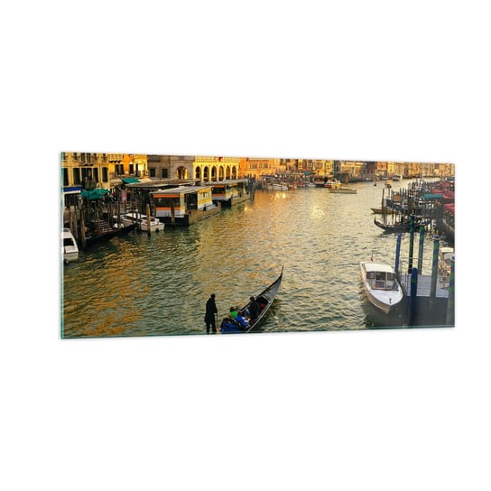 Obraz na szkle - Po słonecznej stronie ulicy - 100x40cm - Miasto Wenecja Włochy - Nowoczesny foto szklany obraz do salonu do sypialni ARTTOR ARTTOR