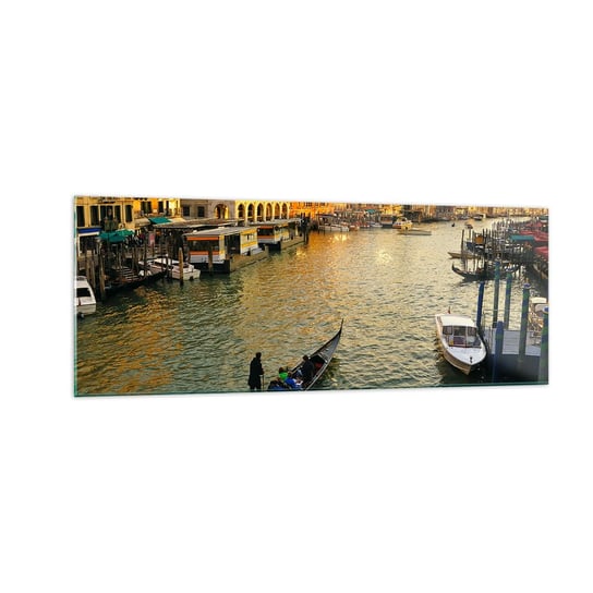 Obraz na szkle - Po słonecznej stronie ulicy - 140x50cm - Miasto Wenecja Włochy - Nowoczesny szklany obraz do salonu do sypialni ARTTOR ARTTOR