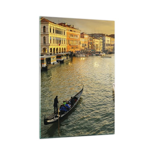 Obraz na szkle - Po słonecznej stronie ulicy - 80x120cm - Miasto Wenecja Włochy - Nowoczesny szklany obraz na ścianę do salonu do sypialni ARTTOR ARTTOR