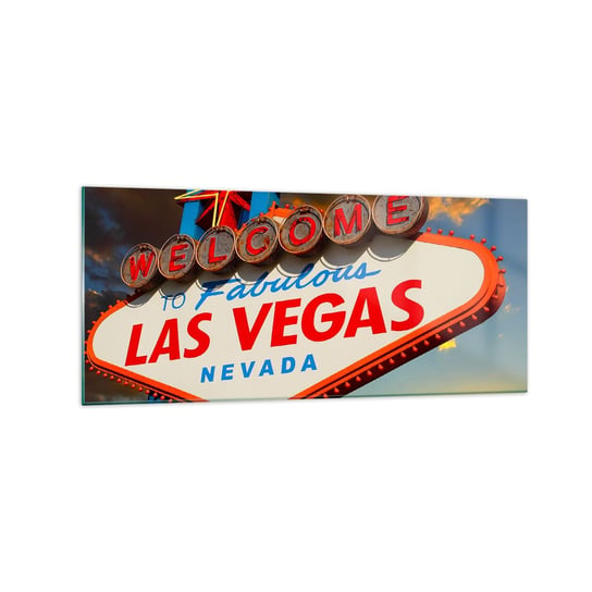 Obraz na szkle - Po uśmiech losu - 120x50cm - Podróże Las Vegas Miasto - Nowoczesny szklany obraz na ścianę do salonu do sypialni ARTTOR ARTTOR