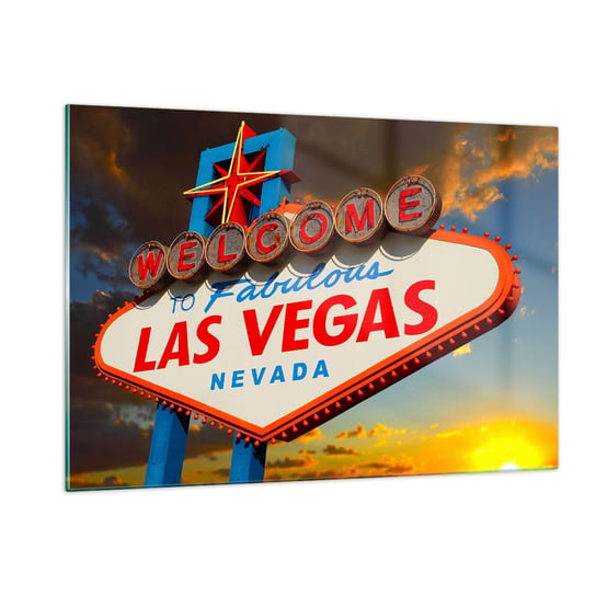 Obraz na szkle - Po uśmiech losu - 120x80cm - Podróże Las Vegas Miasto - Nowoczesny szklany obraz na ścianę do salonu do sypialni ARTTOR ARTTOR