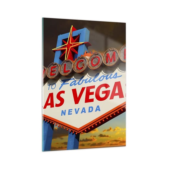 Obraz na szkle - Po uśmiech losu - 50x70cm - Podróże Las Vegas Miasto - Nowoczesny szklany obraz do salonu do sypialni ARTTOR ARTTOR