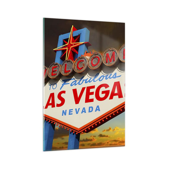 Obraz na szkle - Po uśmiech losu - 80x120cm - Podróże Las Vegas Miasto - Nowoczesny szklany obraz na ścianę do salonu do sypialni ARTTOR ARTTOR
