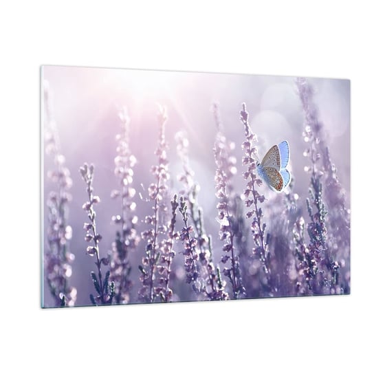 Obraz na szkle - Pocałunek motyla - 120x80cm - Motyl Łąka Kwiat - Nowoczesny szklany obraz na ścianę do salonu do sypialni ARTTOR ARTTOR