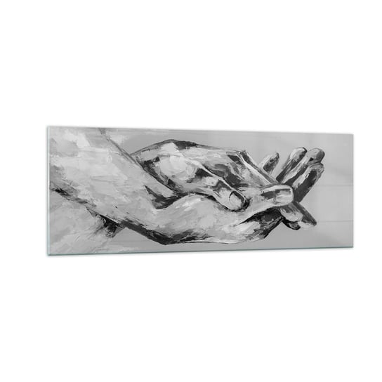 Obraz na szkle - Początek… - 140x50cm - Dłonie Ręka Abstrakcja - Nowoczesny szklany obraz do salonu do sypialni ARTTOR ARTTOR