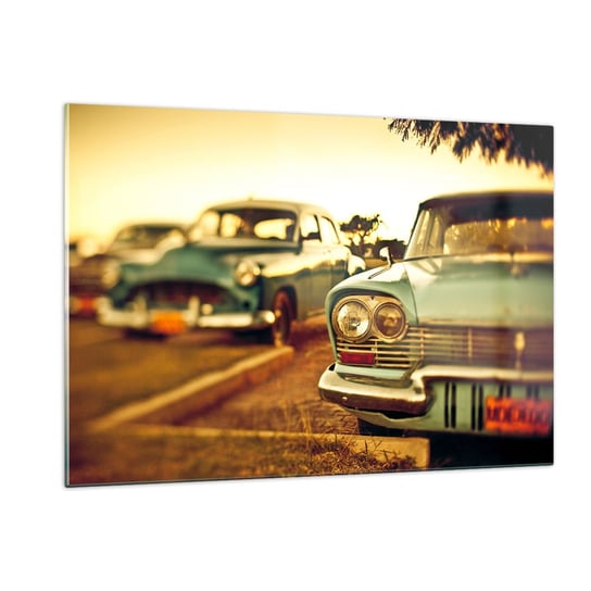 Obraz na szkle - Poczekamy, zobaczymy - 120x80 cm - Obraz nowoczesny - Samochód, Kuba, Motoryzacja, Oldschool, Vintage - GAA120x80-3491 ARTTOR