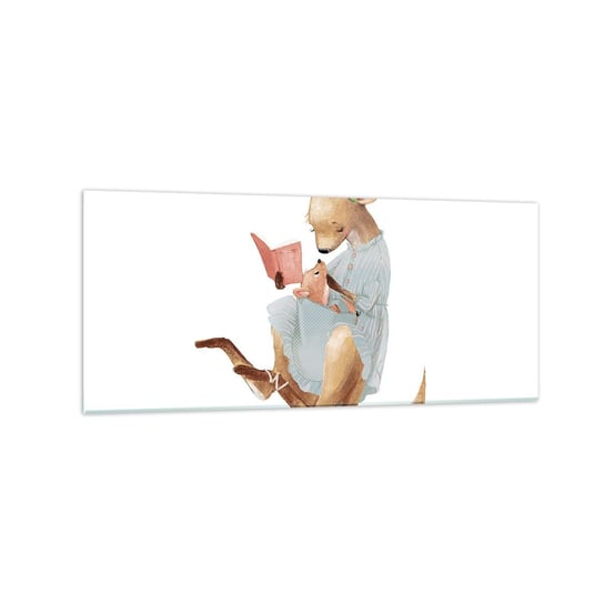 Obraz na szkle - Poczytaj mi, mamo - 120x50cm - Dla Dzieci Kangur Matka Z Dzieckiem - Nowoczesny szklany obraz na ścianę do salonu do sypialni ARTTOR ARTTOR