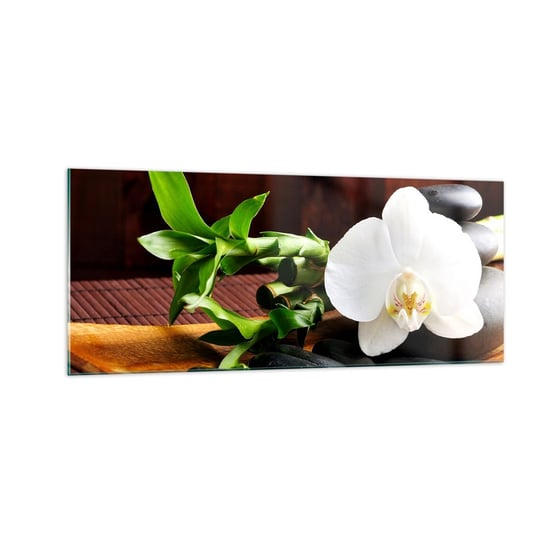 Obraz na szkle - Poddaj się dotykowi natury - 100x40cm - Kwiaty Orchidea Storczyk - Nowoczesny foto szklany obraz do salonu do sypialni ARTTOR ARTTOR
