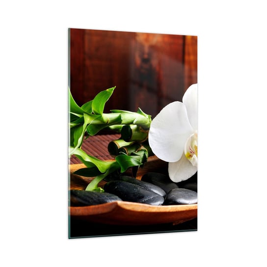 Obraz na szkle - Poddaj się dotykowi natury - 80x120cm - Kwiaty Orchidea Storczyk - Nowoczesny szklany obraz na ścianę do salonu do sypialni ARTTOR ARTTOR