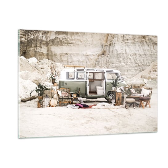 Obraz na szkle - Podróż czas zacząć - 120x80cm - Kamper Samochód Podróż - Nowoczesny szklany obraz na ścianę do salonu do sypialni ARTTOR ARTTOR