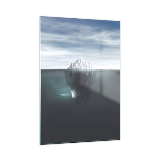 Obraz na szkle - Podwodna tajemnica - 50x70cm - Góra Lodowa Lodowiec Nurek - Nowoczesny szklany obraz do salonu do sypialni ARTTOR ARTTOR