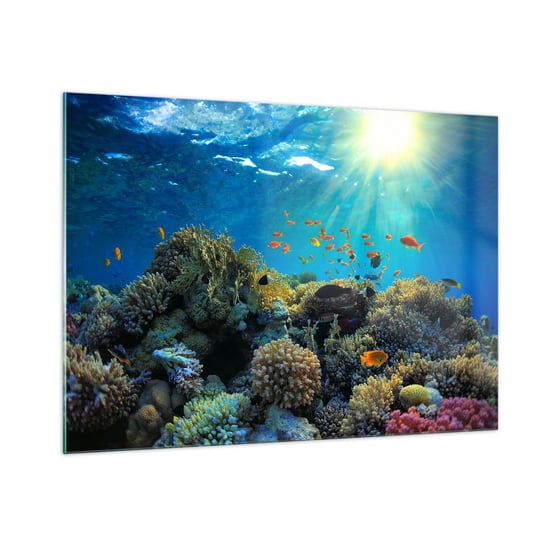 Obraz na szkle - Podwodne skarby - 100x70cm - Rafa Koralowa Ocean Morski - Nowoczesny foto szklany obraz do salonu do sypialni ARTTOR ARTTOR