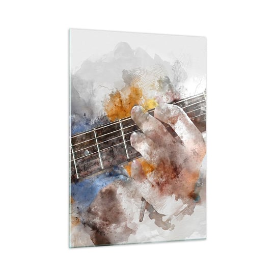 Obraz na szkle - Poezja między strunami - 50x70cm - Muzyka Gitara Grafika - Nowoczesny szklany obraz do salonu do sypialni ARTTOR ARTTOR