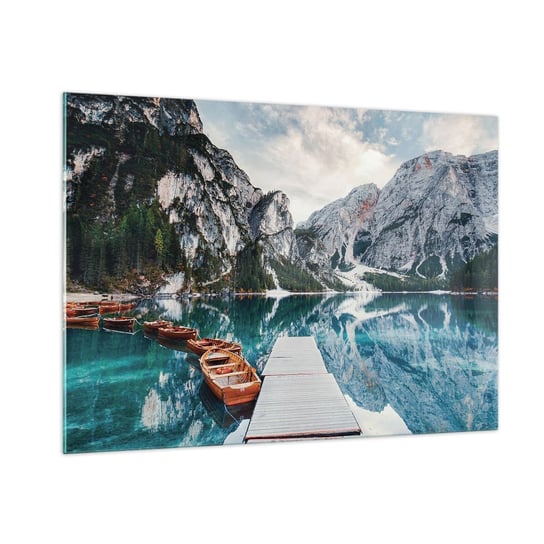 Obraz na szkle - Pokażemy ci piękno - 100x70cm - Krajobraz Góry Alpy - Nowoczesny foto szklany obraz do salonu do sypialni ARTTOR ARTTOR