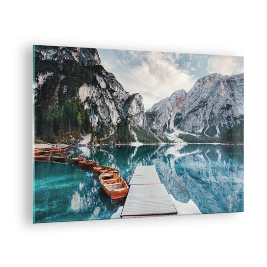 Obraz na szkle - Pokażemy ci piękno - 70x50cm - Krajobraz Góry Alpy - Nowoczesny szklany obraz do salonu do sypialni ARTTOR ARTTOR