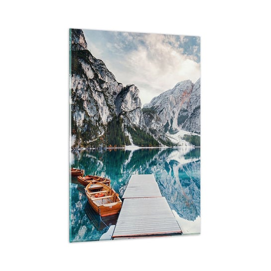 Obraz na szkle - Pokażemy ci piękno - 80x120cm - Krajobraz Góry Alpy - Nowoczesny szklany obraz na ścianę do salonu do sypialni ARTTOR ARTTOR