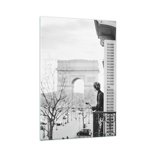 Obraz na szkle - Pokój z widokiem - 80x120cm - Łuk Triumfalny Paryż Architektura - Nowoczesny szklany obraz na ścianę do salonu do sypialni ARTTOR ARTTOR