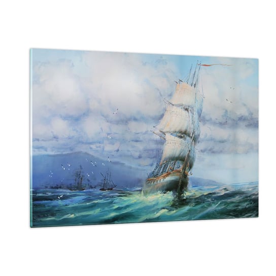 Obraz na szkle - Pomyślnych wiatrów - 120x80cm - Żaglowiec Morze Żeglarstwo - Nowoczesny szklany obraz na ścianę do salonu do sypialni ARTTOR ARTTOR