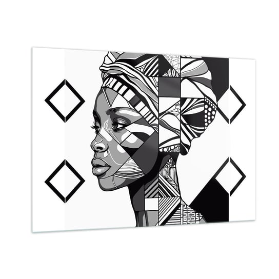 Obraz na szkle - Portret etniczny - 100x70cm - Portret Afroamerykanka Turban - Nowoczesny foto szklany obraz do salonu do sypialni ARTTOR ARTTOR